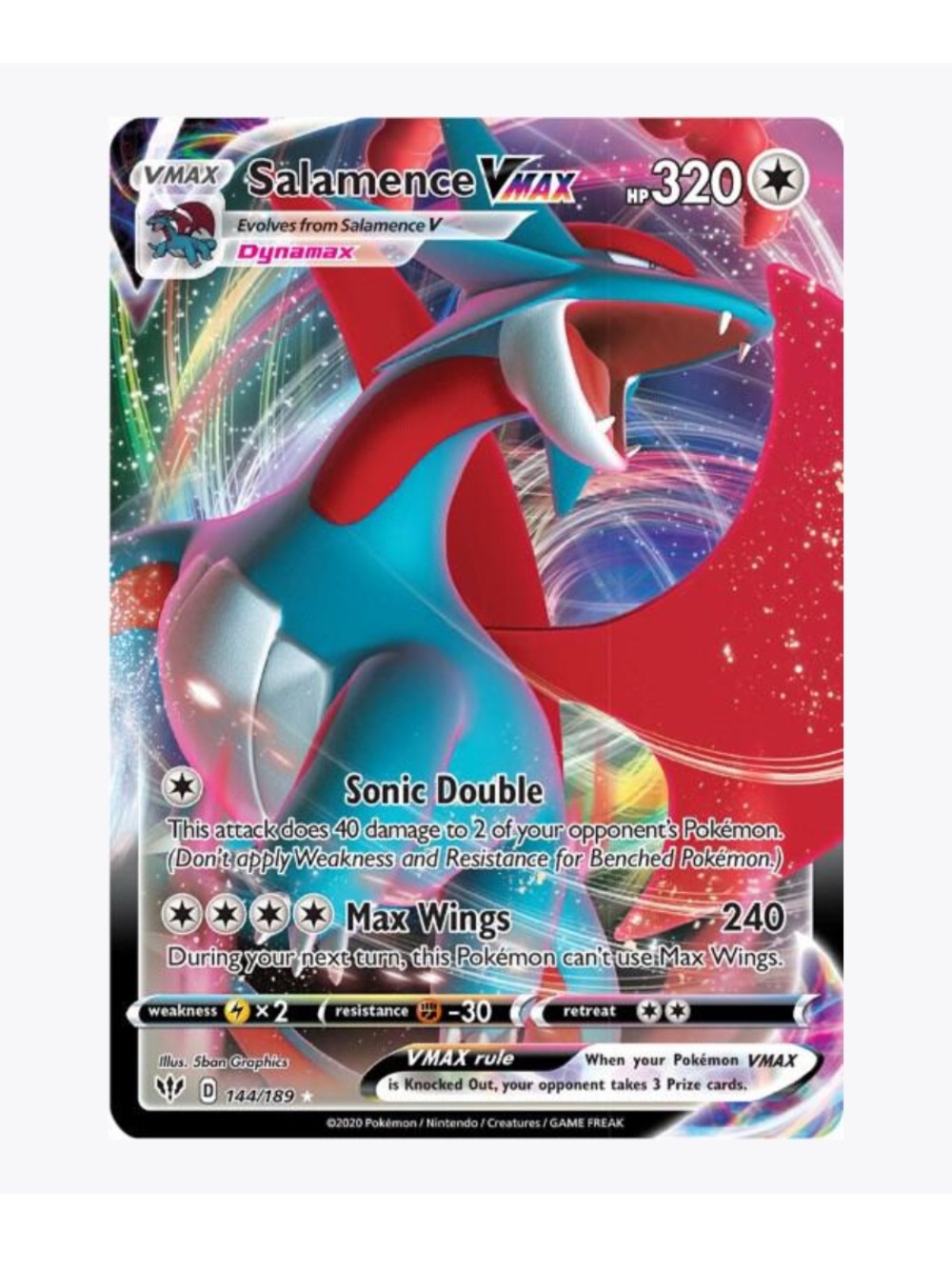Salamence VMAX SWSH03 Darkness Ablaze Pokemon Trading Card
